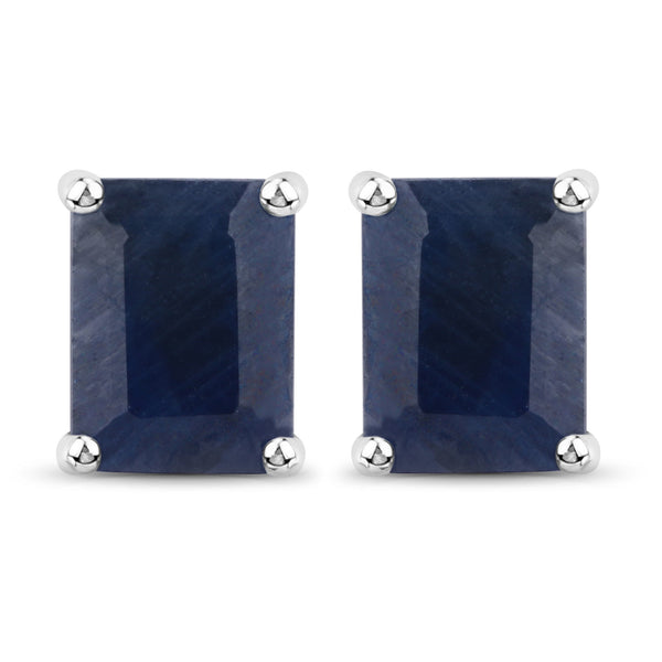 3.70 Carat Genuine Blue Sapphire .925 Sterling Silver Earrings