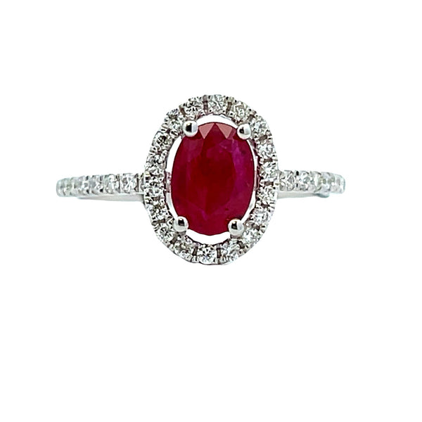 Genuine 1.27ct Ruby Diamond Ring 18KT White Gold