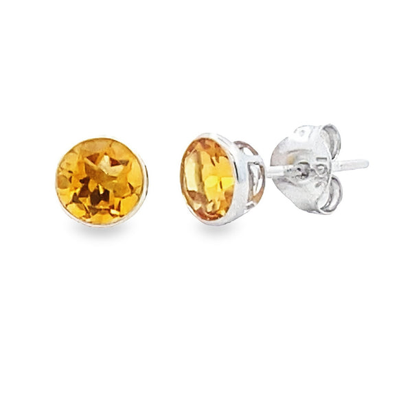 Genuine .89ct Citrine Stud Earrings 10KT White Gold