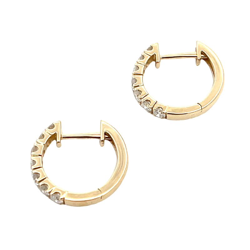 Natural .50ct Diamond Hoop Earrings 14KT Yellow Gold