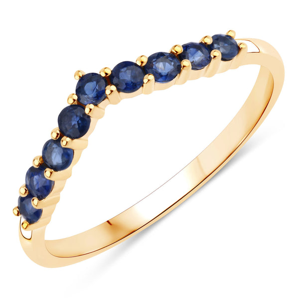 0.41 Carat Genuine Blue Sapphire 10K Yellow Gold Ring