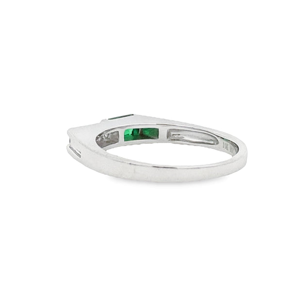 .06ct Created Emerald Diamond Ring 10KT White Gold