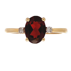 Natural .05ct Garnet Diamond Ring 14KT Yellow Gold