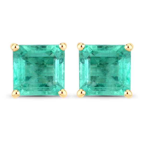 2.36 Carat Genuine Emerald 14K Yellow Gold Earrings