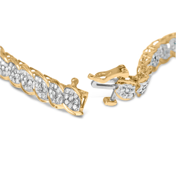 10K Yellow Gold 2.00 Cttw Round-Cut Diamond Link 7.5" Bracelet (J-K Color, I2-I3 Clarity)