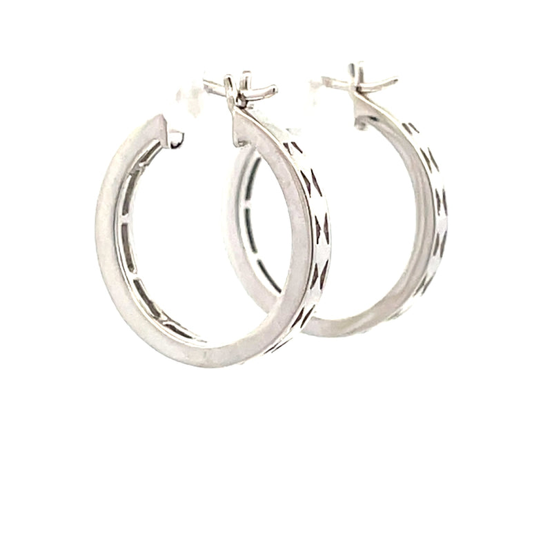 Genuine .50ct Diamond Hoop Earrings 10KT White Gold