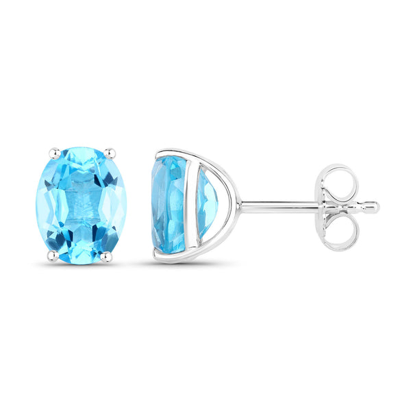 4.00 Carat Genuine Swiss Blue Topaz .925 Sterling Silver Earrings