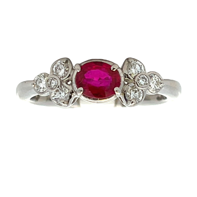 Genuine .64ct Ruby Diamond Ring .900 Platinum