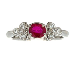 Genuine .64ct Ruby Diamond Ring .900 Platinum