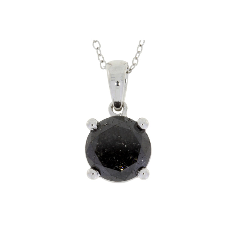 Natural 2.00ct Black Diamond Pendant Sterling Silver