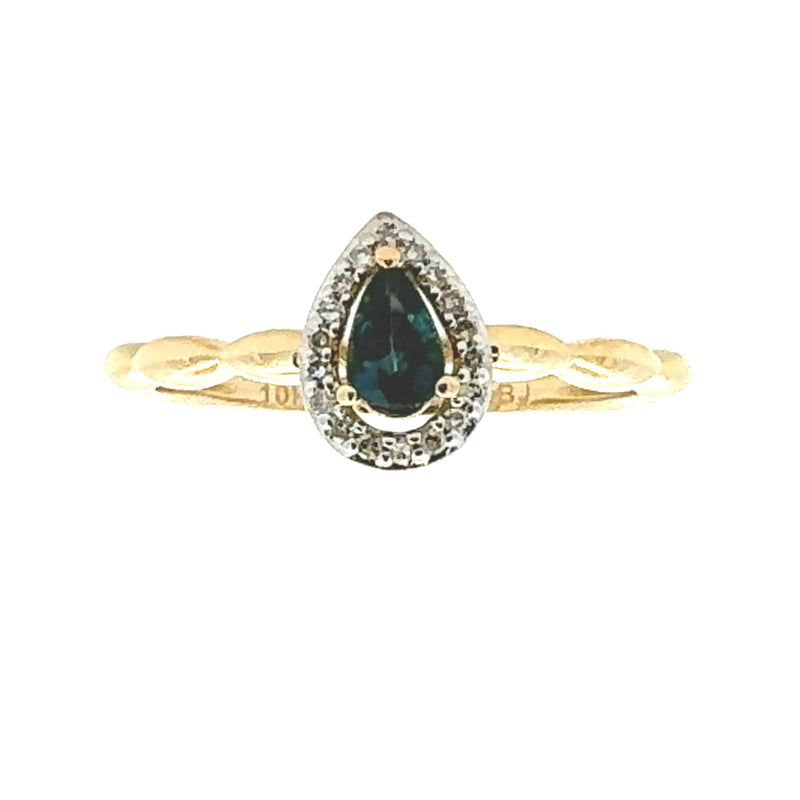 Natural .32ct Sapphire Diamond Ring 10KT Yellow Gold