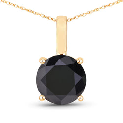 3.47 Carat Genuine Black Diamond 14K Yellow Gold Pendant