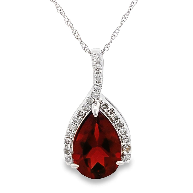 1.26ct Garnet Diamond Fashion Pendants 10KT White Gold