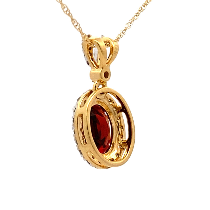 1.57ct Garnet Diamond Fashion Pendants 14KT Yellow Gold