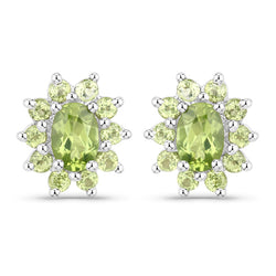 1.56 Carat Genuine Peridot .925 Sterling Silver Earrings