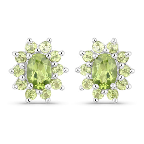 1.56 Carat Genuine Peridot .925 Sterling Silver Earrings