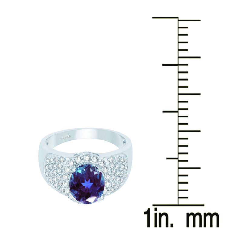 V3 Jewelry Color-Changing Alexandrite & White Topaz Halo Ring