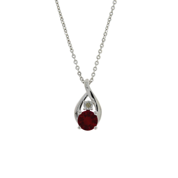 Created Ruby Diamond Fashion Pendants Sterling Silver