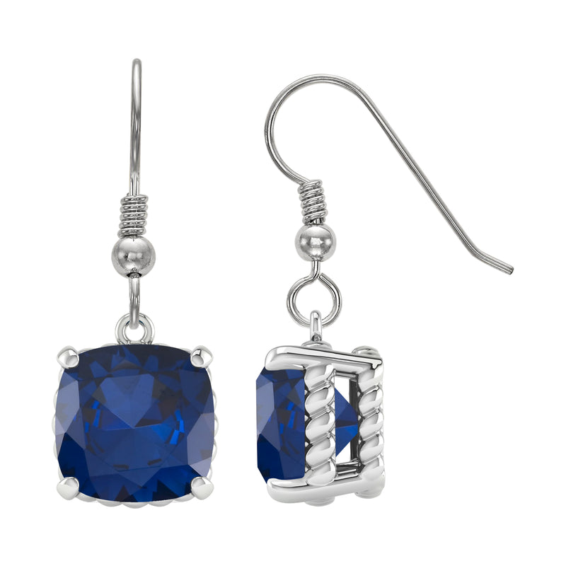 Sterling Silver with Blue Sapphire Dangle Earrings