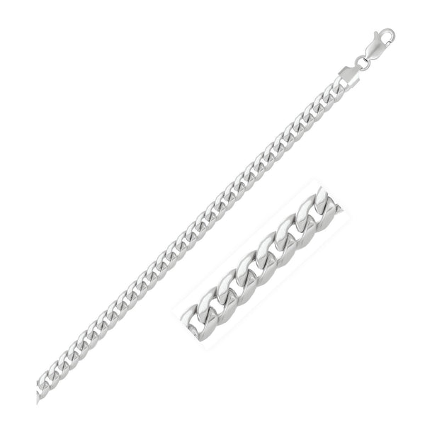 5.5mm 14k White Gold Miami Cuban Semi Solid Bracelet