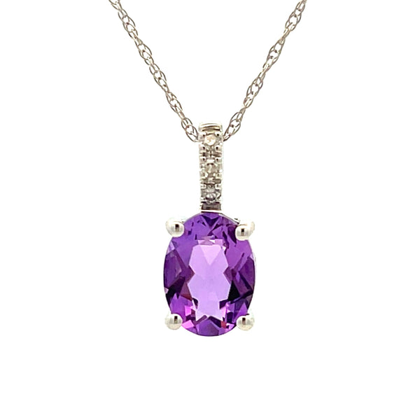 Amethyst Diamond Fashion Pendants 14KT White Gold