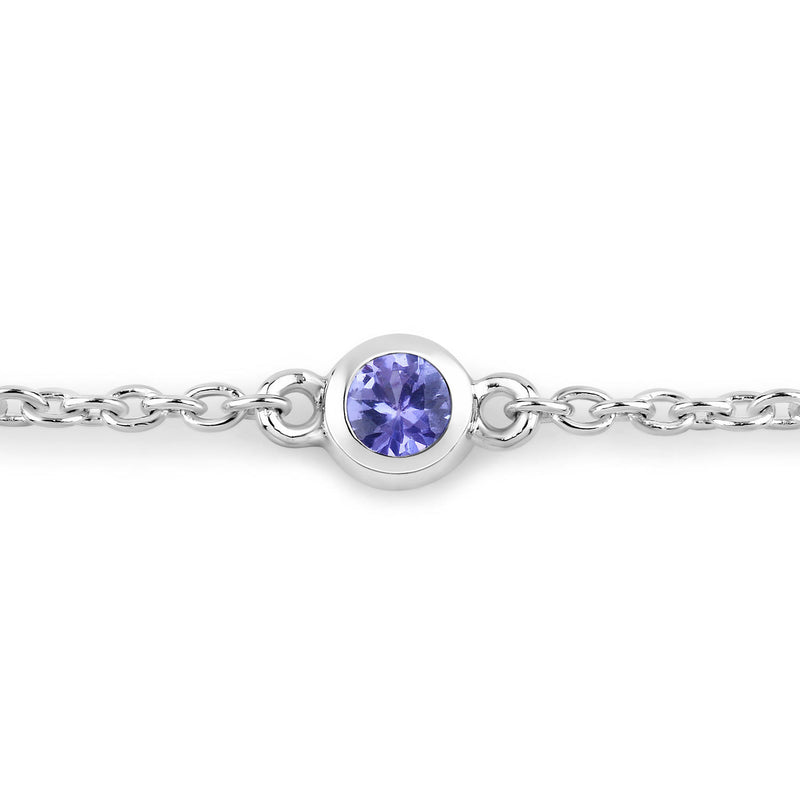 0.50 Carat Genuine Tanzanite .925 Sterling Silver Bracelet