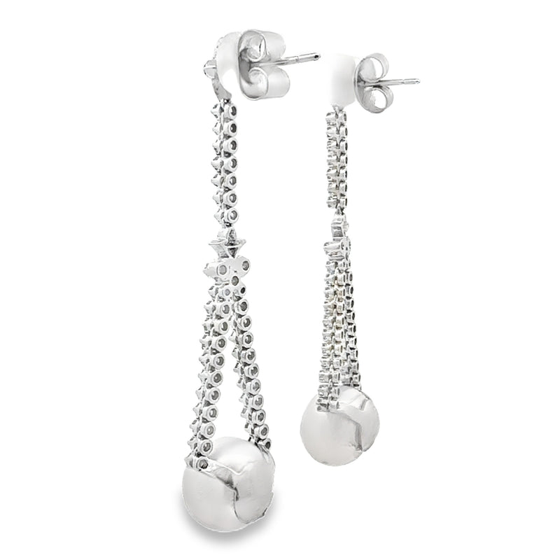 1.12ct FW Pearl Diamond Dangle Earrings 18KT White Gold