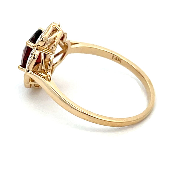 Genuine 1.43ct Garnet Diamond Ring 14KT Yellow Gold