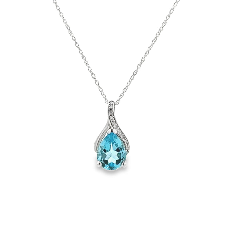 Blue Topaz Diamond Fashion Pendants 10KT White Gold