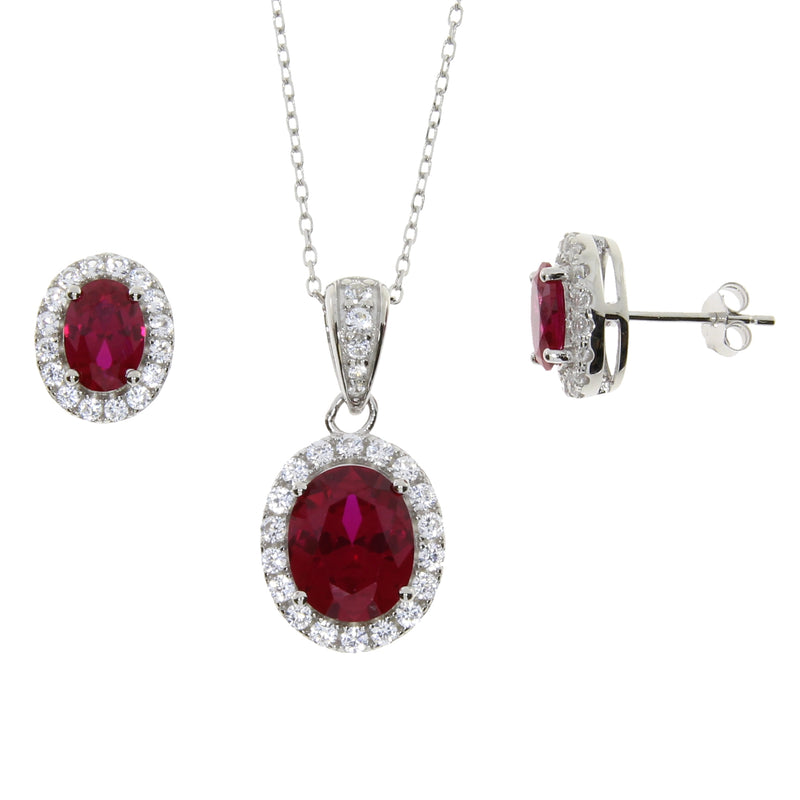 4.65ct Created Ruby Jewelry sets Sterling Silver