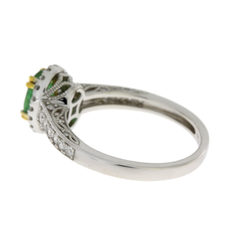 Genuine 1.25ct Emerald Diamond Ring 14KT 2 Tone Gold