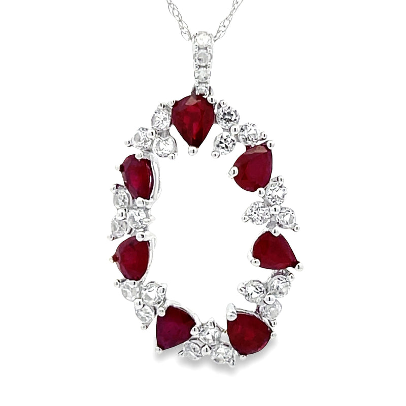 Ruby White Sapphire Fashion Pendants 14KT White Gold