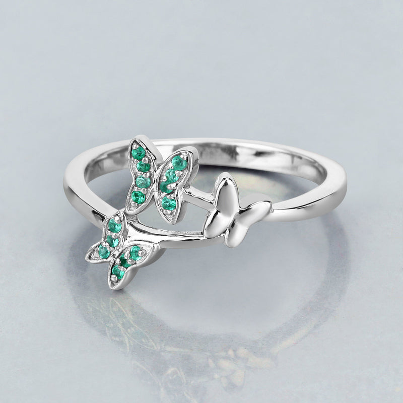 0.14 Carat Genuine Zambian Emerald .925 Sterling Silver Ring