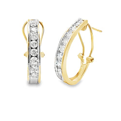 Natural 1.00ct Diamond Hoop Earrings 10KT Yellow Gold