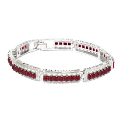 Sterling Silver Ruby Link Bracelet