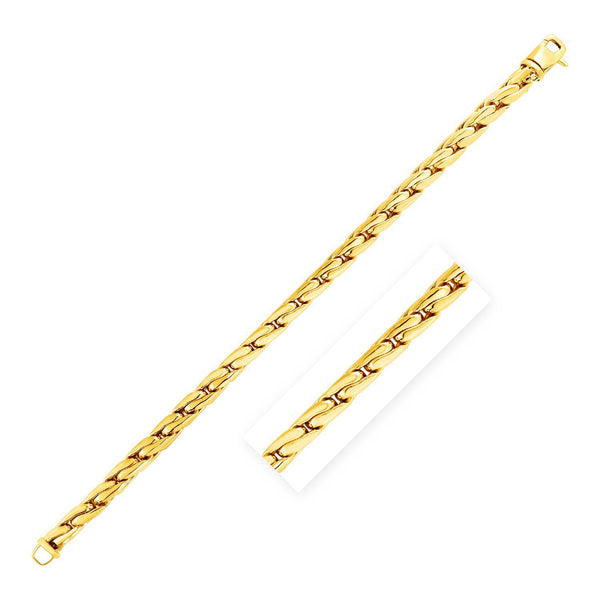 14k Yellow Gold 8 1/2 inch Mens Polished Narrow Rounded Link Bracelet