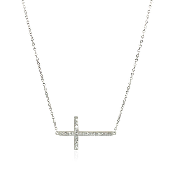 Sterling Silver Cross Bracelet with Cubic Zirconias