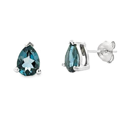 1.50ct London Blue Topaz Stud Earrings 10KT White Gold