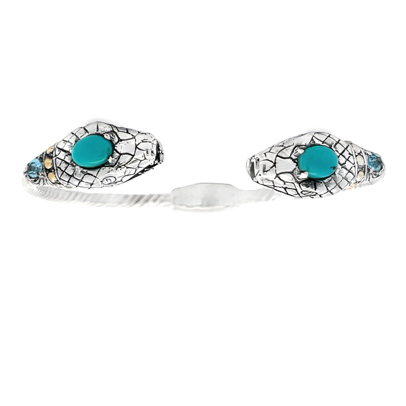 Turquoise Bangle Bracelet Sterling Silver 18KT Gold