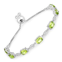 6.21 Carat Genuine Peridot and White Topaz .925 Sterling Silver Bracelet