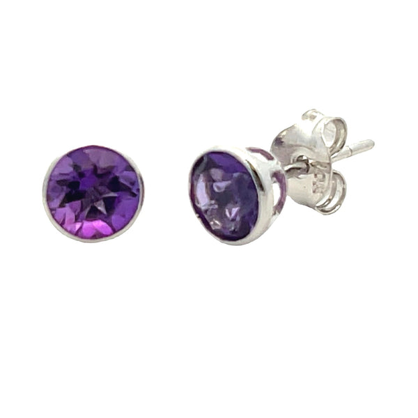 Natural .89ct Amethyst Stud Earrings 10KT White Gold