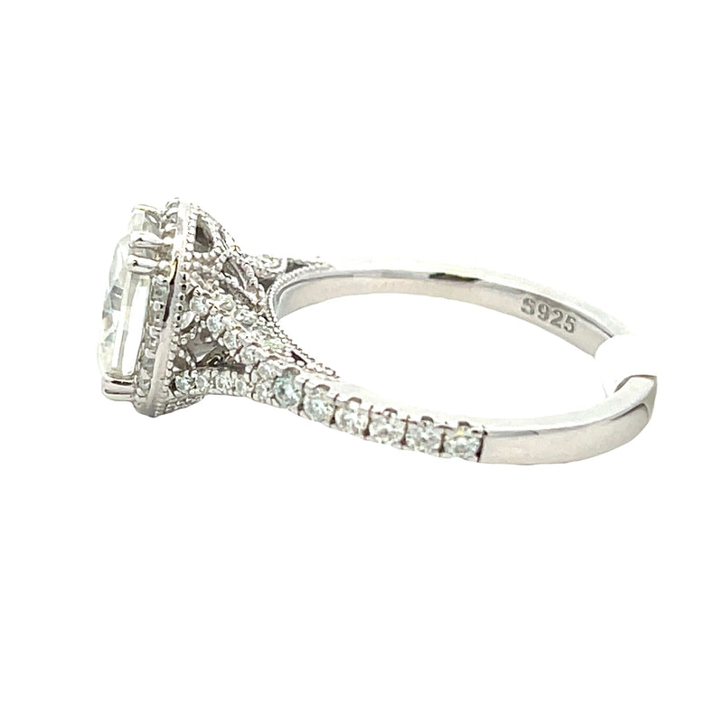 Natural Moissanite Eng Only Sterling Silver