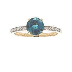 1.01ct London Blue Topaz Diamond Ring 10KT Yellow Gold