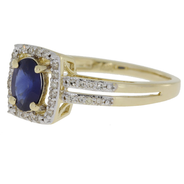 Natural 1.18ct Sapphire Diamond Ring 14KT Yellow Gold