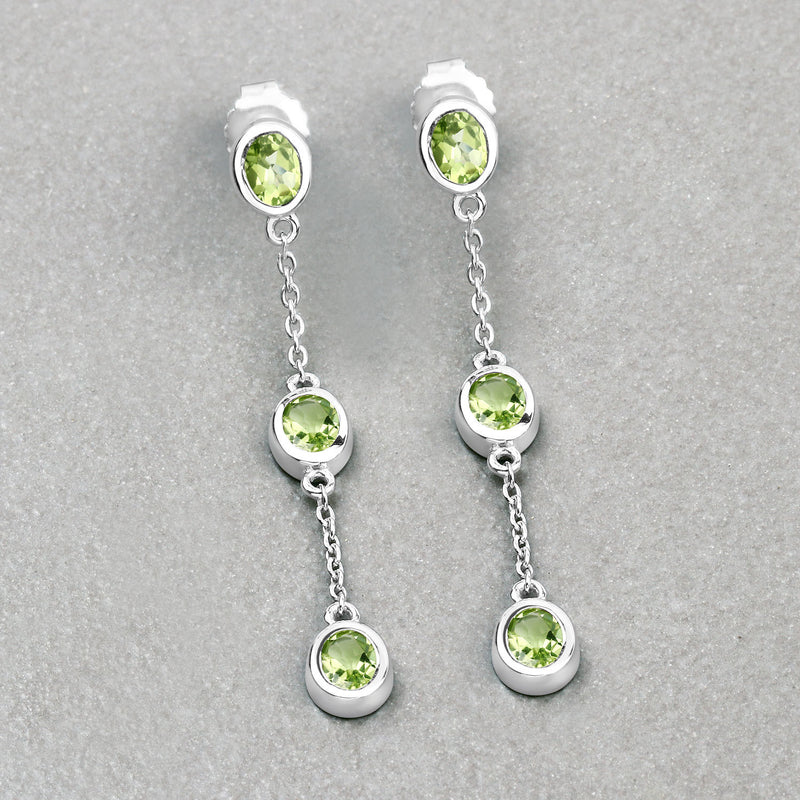 2.10 Carat Genuine Peridot .925 Sterling Silver Earrings