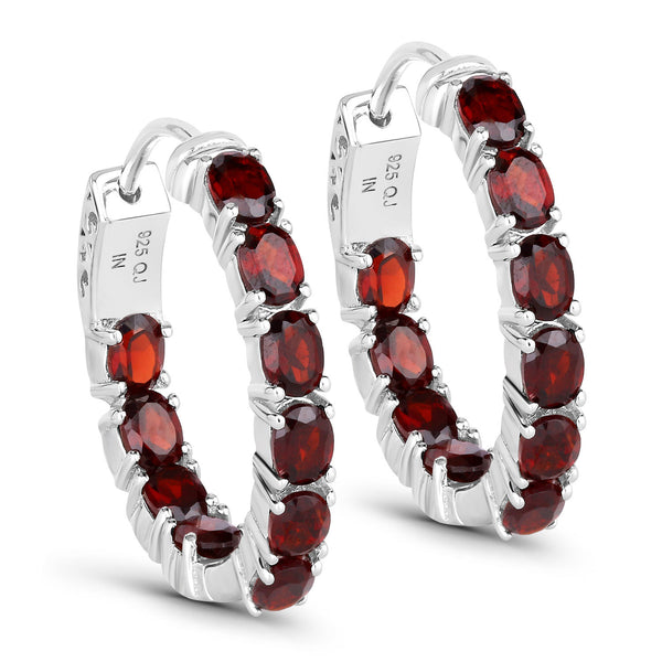 4.00 Carat Genuine Garnet .925 Sterling Silver Earrings