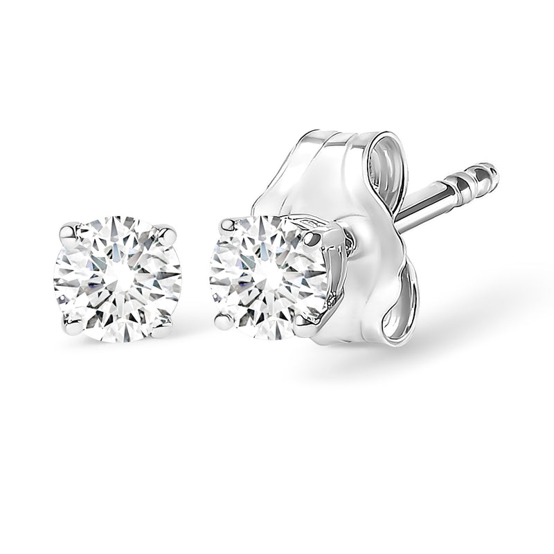 IGI Certified 14K White Gold 1.0 cttw 4-Prong Set Brilliant Round-Cut Solitaire Diamond Push Back Stud Earrings (F-G Color, I1-I2 Clarity)