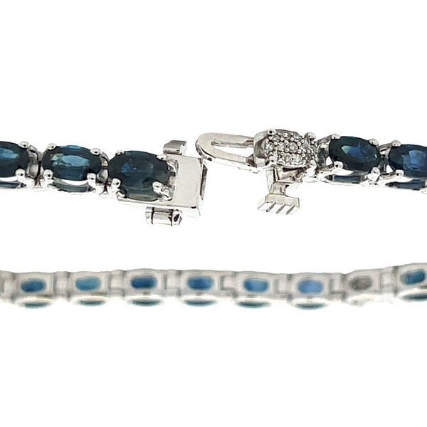 8.80ct Sapphire Diamond Tennis Bracelet 14KT White Gold