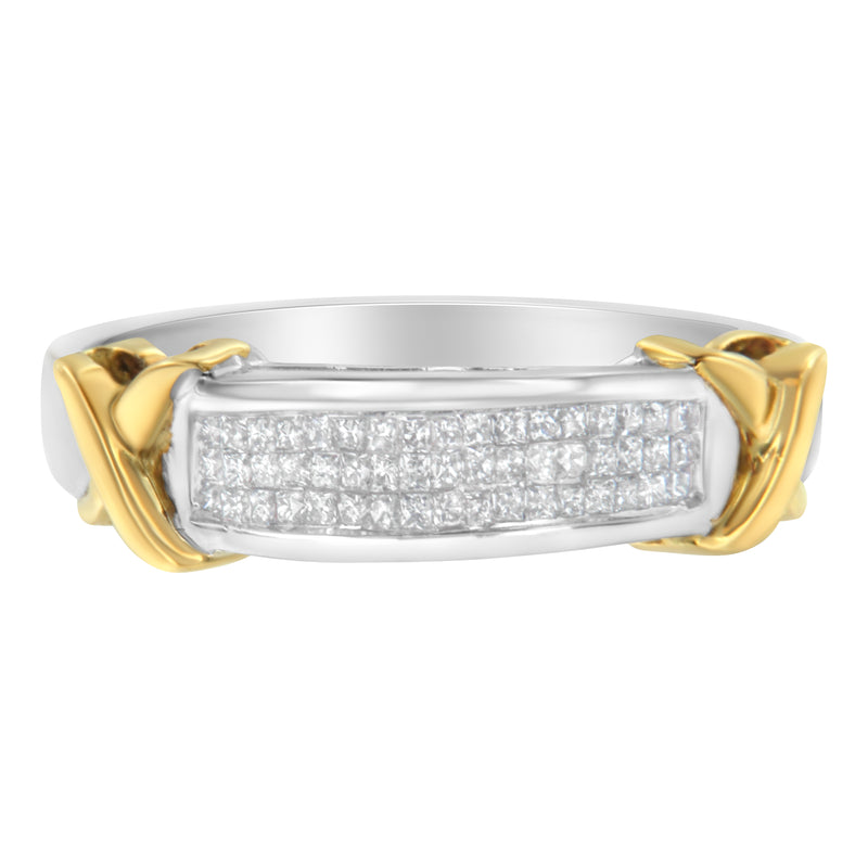 10K Two-Toned 1/3ct TDW Princess cut Diamond Band Ring (H-ISI1-SI2)