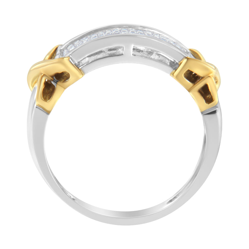 10K Two-Toned 1/3ct TDW Princess cut Diamond Band Ring (H-ISI1-SI2)